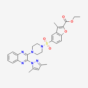 ethyl 5-({4-[3-(3,5-dimethyl-1H-pyrazol-1-yl)quinoxalin-2-yl]piperazin-1-yl}sulfonyl)-3-methyl-1-benzofuran-2-carboxylate