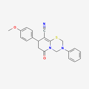 8-(4-methoxyphenyl)-6-oxo-3-phenyl-3,4,7,8-tetrahydro-2H,6H-pyrido[2,1-b][1,3,5]thiadiazine-9-carbonitrile