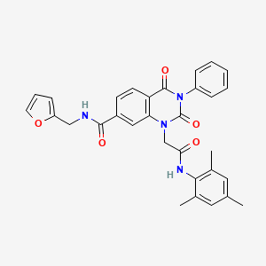 molecular formula C31H28N4O5 B11438440 N-(furan-2-ylmethyl)-2,4-dioxo-1-{2-oxo-2-[(2,4,6-trimethylphenyl)amino]ethyl}-3-phenyl-1,2,3,4-tetrahydroquinazoline-7-carboxamide 