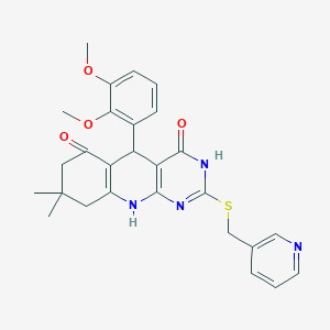 5-(2,3-dimethoxyphenyl)-8,8-dimethyl-2-[(pyridin-3-ylmethyl)sulfanyl]-5,8,9,10-tetrahydropyrimido[4,5-b]quinoline-4,6(3H,7H)-dione