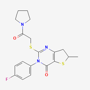 3-(4-fluorophenyl)-6-methyl-2-((2-oxo-2-(pyrrolidin-1-yl)ethyl)thio)-6,7-dihydrothieno[3,2-d]pyrimidin-4(3H)-one