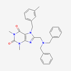 molecular formula C30H31N5O2 B11438477 8-[(Dibenzylamino)methyl]-1,3-dimethyl-7-[(3-methylphenyl)methyl]purine-2,6-dione 