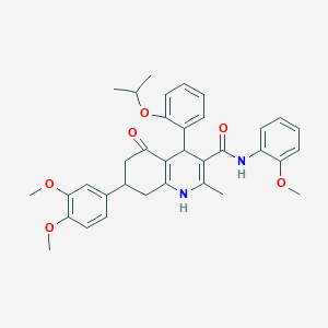 molecular formula C35H38N2O6 B11438485 7-(3,4-dimethoxyphenyl)-N-(2-methoxyphenyl)-2-methyl-5-oxo-4-[2-(propan-2-yloxy)phenyl]-1,4,5,6,7,8-hexahydroquinoline-3-carboxamide 