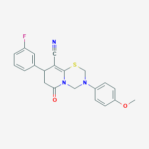 molecular formula C21H18FN3O2S B11438535 8-(3-fluorophenyl)-3-(4-methoxyphenyl)-6-oxo-3,4,7,8-tetrahydro-2H,6H-pyrido[2,1-b][1,3,5]thiadiazine-9-carbonitrile 