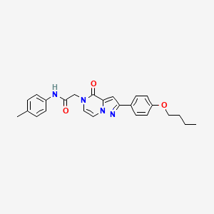 molecular formula C25H26N4O3 B11438548 2-(2-(4-butoxyphenyl)-4-oxopyrazolo[1,5-a]pyrazin-5(4H)-yl)-N-(p-tolyl)acetamide 