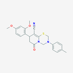 8-(2,4-dimethoxyphenyl)-3-(4-methylphenyl)-6-oxo-3,4,7,8-tetrahydro-2H,6H-pyrido[2,1-b][1,3,5]thiadiazine-9-carbonitrile