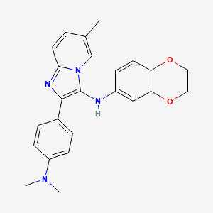 molecular formula C24H24N4O2 B11438585 N-(2,3-dihydro-1,4-benzodioxin-6-yl)-2-[4-(dimethylamino)phenyl]-6-methylimidazo[1,2-a]pyridin-3-amine 