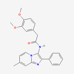 molecular formula C24H23N3O3 B11438588 2-(3,4-Dimethoxyphenyl)-N-{7-methyl-2-phenylimidazo[1,2-A]pyridin-3-YL}acetamide 