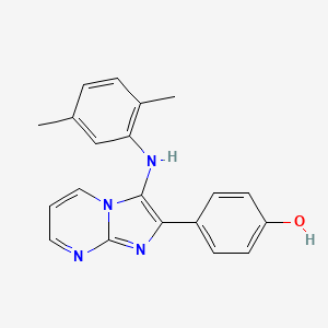 molecular formula C20H18N4O B11438627 4-{3-[(2,5-Dimethylphenyl)amino]imidazo[1,2-a]pyrimidin-2-yl}phenol 