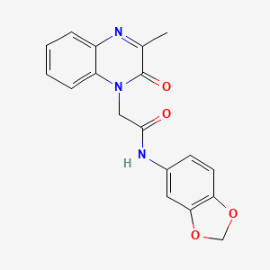 molecular formula C18H15N3O4 B11438630 N-(2H-1,3-benzodioxol-5-yl)-2-(3-methyl-2-oxo-1,2-dihydroquinoxalin-1-yl)acetamide 