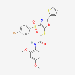 2-((4-((4-bromophenyl)sulfonyl)-2-(thiophen-2-yl)oxazol-5-yl)thio)-N-(2,4-dimethoxyphenyl)acetamide