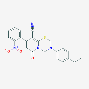 3-(4-ethylphenyl)-8-(2-nitrophenyl)-6-oxo-3,4,7,8-tetrahydro-2H,6H-pyrido[2,1-b][1,3,5]thiadiazine-9-carbonitrile