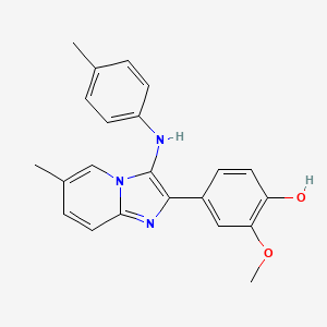 molecular formula C22H21N3O2 B11438669 2-Methoxy-4-{6-methyl-3-[(4-methylphenyl)amino]imidazo[1,2-a]pyridin-2-yl}phenol 