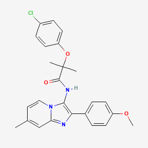 2-(4-chlorophenoxy)-N-[2-(4-methoxyphenyl)-7-methylimidazo[1,2-a]pyridin-3-yl]-2-methylpropanamide