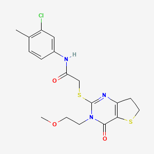 molecular formula C18H20ClN3O3S2 B11438688 N-(3-Chloro-4-methylphenyl)-2-{[3-(2-methoxyethyl)-4-oxo-3H,4H,6H,7H-thieno[3,2-D]pyrimidin-2-YL]sulfanyl}acetamide 