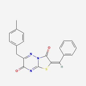 molecular formula C20H15N3O2S B11438726 (2E)-2-benzylidene-6-(4-methylbenzyl)-7H-[1,3]thiazolo[3,2-b][1,2,4]triazine-3,7(2H)-dione 