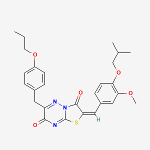 (2E)-2-[3-methoxy-4-(2-methylpropoxy)benzylidene]-6-(4-propoxybenzyl)-7H-[1,3]thiazolo[3,2-b][1,2,4]triazine-3,7(2H)-dione