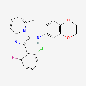 molecular formula C22H17ClFN3O2 B11438774 2-(2-chloro-6-fluorophenyl)-N-(2,3-dihydro-1,4-benzodioxin-6-yl)-5-methylimidazo[1,2-a]pyridin-3-amine 