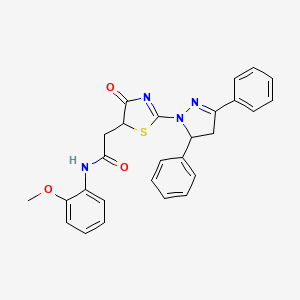 2-[2-(3,5-diphenyl-4,5-dihydro-1H-pyrazol-1-yl)-4-oxo-4,5-dihydro-1,3-thiazol-5-yl]-N-(2-methoxyphenyl)acetamide