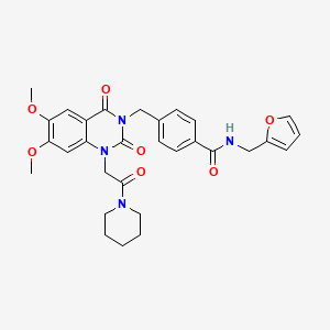 4-((6,7-dimethoxy-2,4-dioxo-1-(2-oxo-2-(piperidin-1-yl)ethyl)-1,2-dihydroquinazolin-3(4H)-yl)methyl)-N-(furan-2-ylmethyl)benzamide