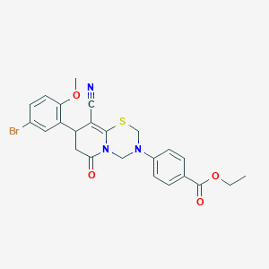 ethyl 4-[8-(5-bromo-2-methoxyphenyl)-9-cyano-6-oxo-7,8-dihydro-2H,6H-pyrido[2,1-b][1,3,5]thiadiazin-3(4H)-yl]benzoate