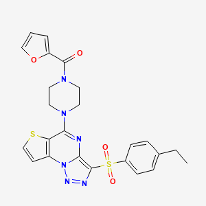 molecular formula C24H22N6O4S2 B11438831 [4-[10-(4-Ethylphenyl)sulfonyl-5-thia-1,8,11,12-tetrazatricyclo[7.3.0.02,6]dodeca-2(6),3,7,9,11-pentaen-7-yl]piperazin-1-yl]-(furan-2-yl)methanone 