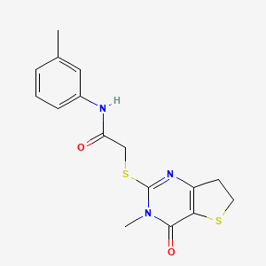 molecular formula C16H17N3O2S2 B11438838 2-((3-methyl-4-oxo-3,4,6,7-tetrahydrothieno[3,2-d]pyrimidin-2-yl)thio)-N-(m-tolyl)acetamide 