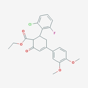 Ethyl 6-(2-chloro-6-fluorophenyl)-4-(3,4-dimethoxyphenyl)-2-oxocyclohex-3-ene-1-carboxylate