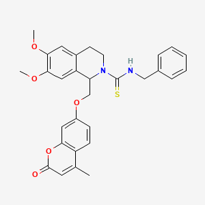 N-benzyl-6,7-dimethoxy-1-(((4-methyl-2-oxo-2H-chromen-7-yl)oxy)methyl)-3,4-dihydroisoquinoline-2(1H)-carbothioamide