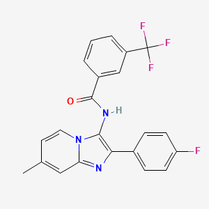 molecular formula C22H15F4N3O B11438873 N-[2-(4-fluorophenyl)-7-methylimidazo[1,2-a]pyridin-3-yl]-3-(trifluoromethyl)benzamide 