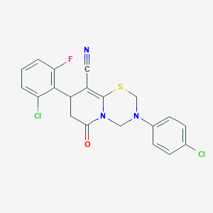 8-(2-chloro-6-fluorophenyl)-3-(4-chlorophenyl)-6-oxo-3,4,7,8-tetrahydro-2H,6H-pyrido[2,1-b][1,3,5]thiadiazine-9-carbonitrile