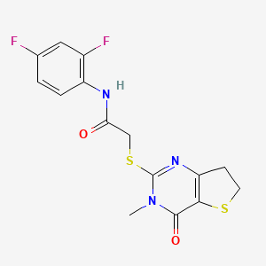 molecular formula C15H13F2N3O2S2 B11438930 N-(2,4-difluorophenyl)-2-((3-methyl-4-oxo-3,4,6,7-tetrahydrothieno[3,2-d]pyrimidin-2-yl)thio)acetamide 