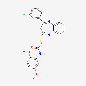 molecular formula C25H22ClN3O3S B11438991 2-{[4-(3-chlorophenyl)-3H-1,5-benzodiazepin-2-yl]sulfanyl}-N-(2,5-dimethoxyphenyl)acetamide 