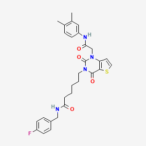 6-(1-(2-((3,4-dimethylphenyl)amino)-2-oxoethyl)-2,4-dioxo-1,2-dihydrothieno[3,2-d]pyrimidin-3(4H)-yl)-N-(4-fluorobenzyl)hexanamide