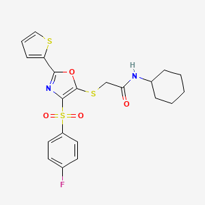 N-cyclohexyl-2-({4-[(4-fluorophenyl)sulfonyl]-2-(thiophen-2-yl)-1,3-oxazol-5-yl}sulfanyl)acetamide