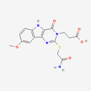 3-{2-[(2-amino-2-oxoethyl)sulfanyl]-8-methoxy-4-oxo-4,5-dihydro-3H-pyrimido[5,4-b]indol-3-yl}propanoic acid