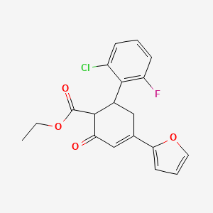 Ethyl 6-(2-chloro-6-fluorophenyl)-4-(furan-2-yl)-2-oxocyclohex-3-ene-1-carboxylate