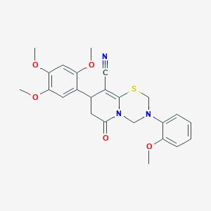 molecular formula C24H25N3O5S B11439071 3-(2-methoxyphenyl)-6-oxo-8-(2,4,5-trimethoxyphenyl)-3,4,7,8-tetrahydro-2H,6H-pyrido[2,1-b][1,3,5]thiadiazine-9-carbonitrile 