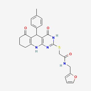 N-(furan-2-ylmethyl)-2-{[5-(4-methylphenyl)-4,6-dioxo-3,4,5,6,7,8,9,10-octahydropyrimido[4,5-b]quinolin-2-yl]sulfanyl}acetamide