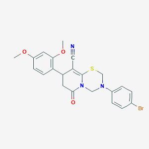 3-(4-bromophenyl)-8-(2,4-dimethoxyphenyl)-6-oxo-3,4,7,8-tetrahydro-2H,6H-pyrido[2,1-b][1,3,5]thiadiazine-9-carbonitrile