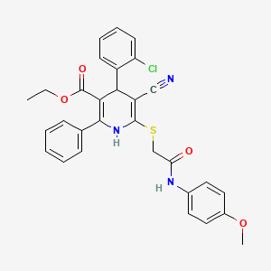 molecular formula C30H26ClN3O4S B11439122 Ethyl 4-(2-chlorophenyl)-5-cyano-6-({2-[(4-methoxyphenyl)amino]-2-oxoethyl}sulfanyl)-2-phenyl-1,4-dihydropyridine-3-carboxylate 