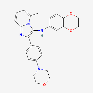 molecular formula C26H26N4O3 B11439205 N-(2,3-dihydro-1,4-benzodioxin-6-yl)-5-methyl-2-[4-(morpholin-4-yl)phenyl]imidazo[1,2-a]pyridin-3-amine 