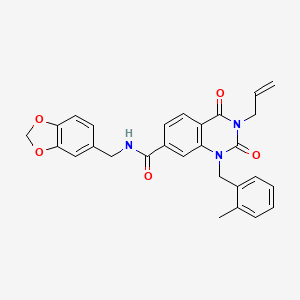 N-(1,3-benzodioxol-5-ylmethyl)-1-(2-methylbenzyl)-2,4-dioxo-3-(prop-2-en-1-yl)-1,2,3,4-tetrahydroquinazoline-7-carboxamide