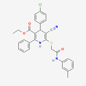 Ethyl 4-(4-chlorophenyl)-5-cyano-6-({2-[(3-methylphenyl)amino]-2-oxoethyl}sulfanyl)-2-phenyl-1,4-dihydropyridine-3-carboxylate