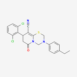 8-(2,6-dichlorophenyl)-3-(4-ethylphenyl)-6-oxo-3,4,7,8-tetrahydro-2H,6H-pyrido[2,1-b][1,3,5]thiadiazine-9-carbonitrile