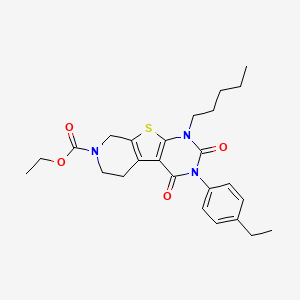 ethyl 4-(4-ethylphenyl)-3,5-dioxo-6-pentyl-8-thia-4,6,11-triazatricyclo[7.4.0.02,7]trideca-1(9),2(7)-diene-11-carboxylate