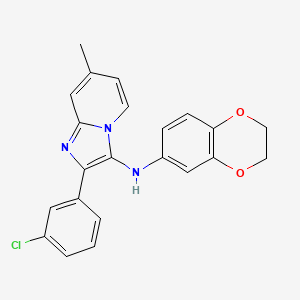 2-(3-chlorophenyl)-N-(2,3-dihydro-1,4-benzodioxin-6-yl)-7-methylimidazo[1,2-a]pyridin-3-amine