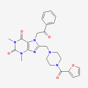 8-[[4-(Furan-2-carbonyl)piperazin-1-yl]methyl]-1,3-dimethyl-7-phenacylpurine-2,6-dione