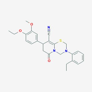 8-(4-ethoxy-3-methoxyphenyl)-3-(2-ethylphenyl)-6-oxo-3,4,7,8-tetrahydro-2H,6H-pyrido[2,1-b][1,3,5]thiadiazine-9-carbonitrile