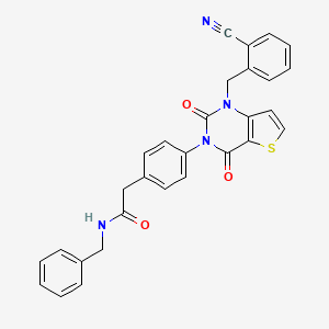 N-benzyl-2-(4-(1-(2-cyanobenzyl)-2,4-dioxo-1,2-dihydrothieno[3,2-d]pyrimidin-3(4H)-yl)phenyl)acetamide